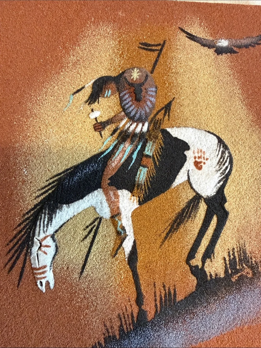 Original Navajo Sand Art Painting “The End of the Road” by Edgar Juser 1997 8x8”